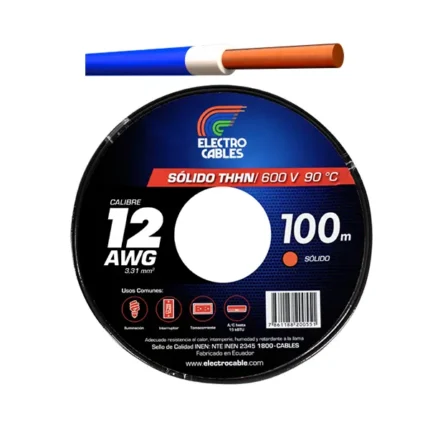 Cable solido thhn #12 awg 100 m Comercial JH