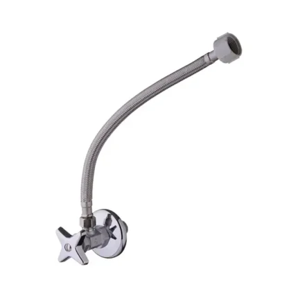 Conjunto llave angular metálica con manguera flexible 16" para inodoro FV Comercial JH