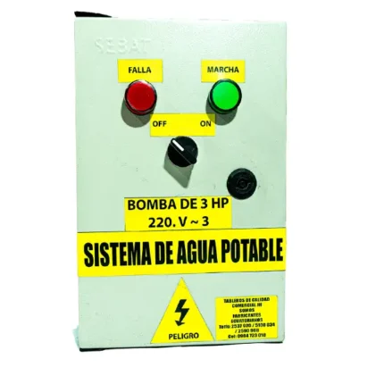 Tablero para bomba de 3hp arranque directo.