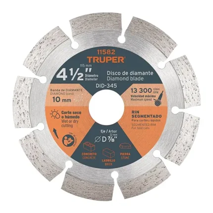 Disco de diamante de rin segmentado 4 ½” Truper Comercial JH