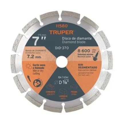 Disco de diamante de rin segmentado 7” Truper Comercial JH