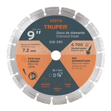 Disco de diamante de rin segmentado 9” Truper Comercial JH