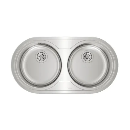 Fregadero de acero inoxidable de empotrar de dos cubetas Comercial JH