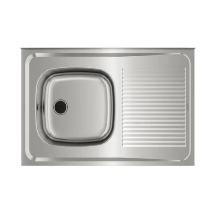 Fregadero de acero inoxidable de empotrar una cubeta faldón derecho Comercial JH