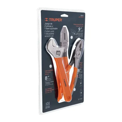 Juego con 2 pinzas y 1 llave ajustable mango de PVC Truper Comercial JH